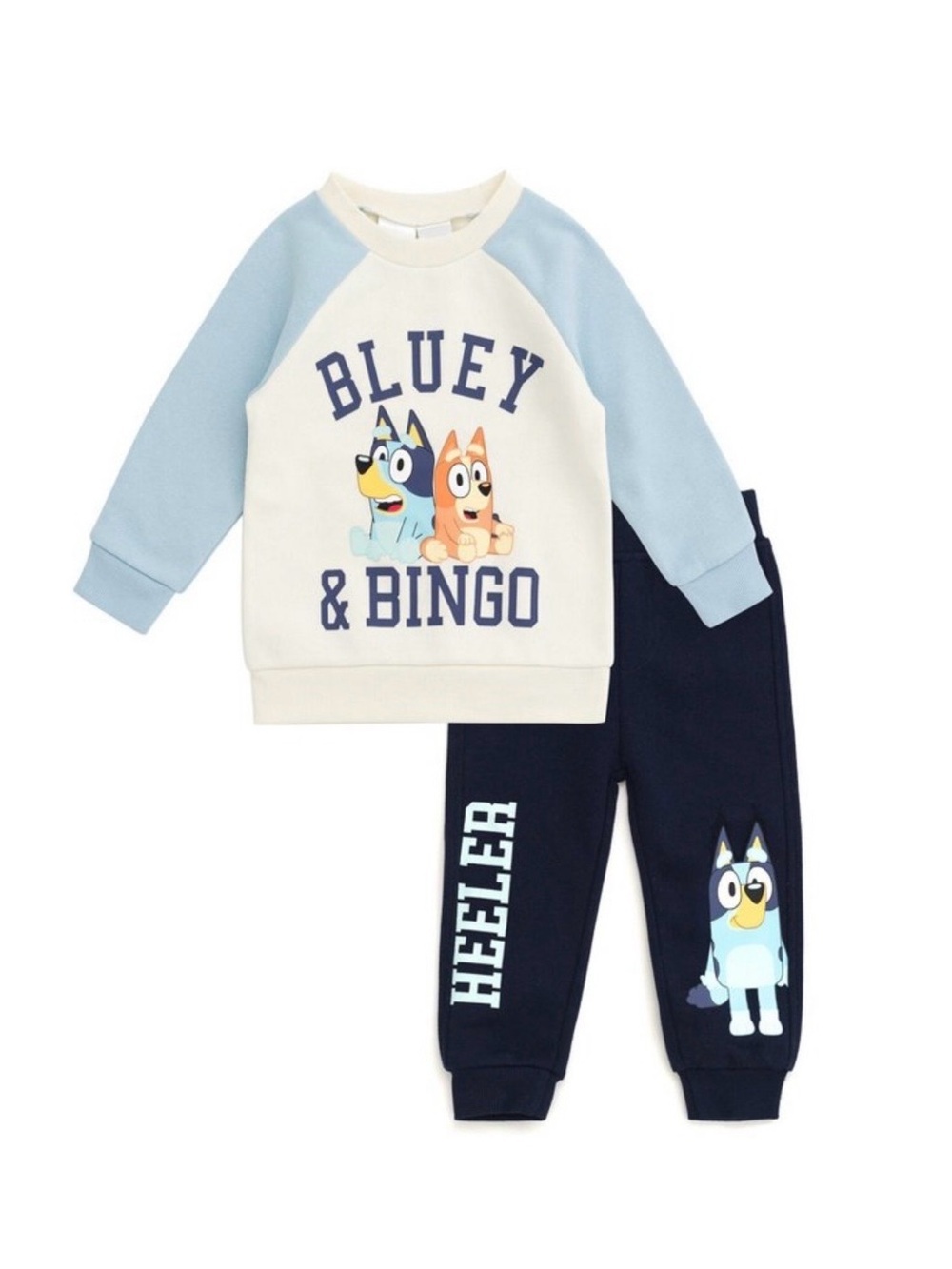 Bluey & Bingo Kids Navy and Cream Jogger Set unisex Sz 10-12
